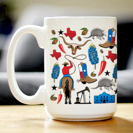 Texas Pattern Coffee Mug Texas Gifts and Souvenirs for Texans White Ceramic Coffee Cup