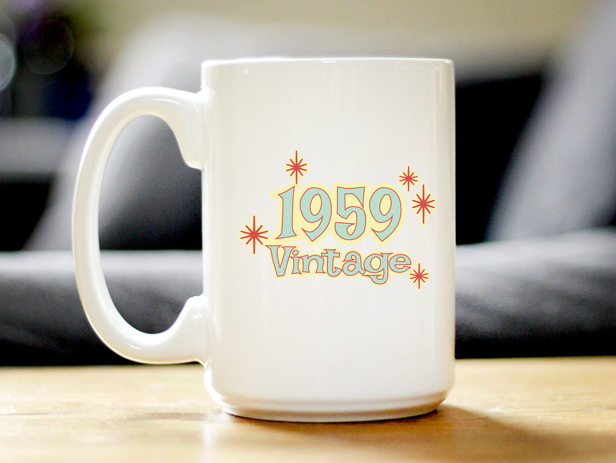 Vintage 1959 - Fun 65th Birthday Coffee Mug Gifts for Men &amp; Women Turning 65 - Retro Coffee Cups