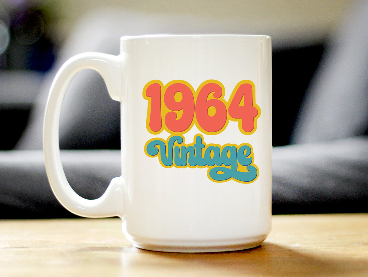 Vintage 1964 - Fun 60th Birthday Coffee Mug Gifts for Men &amp; Women Turning 60 - Retro Coffee Cups