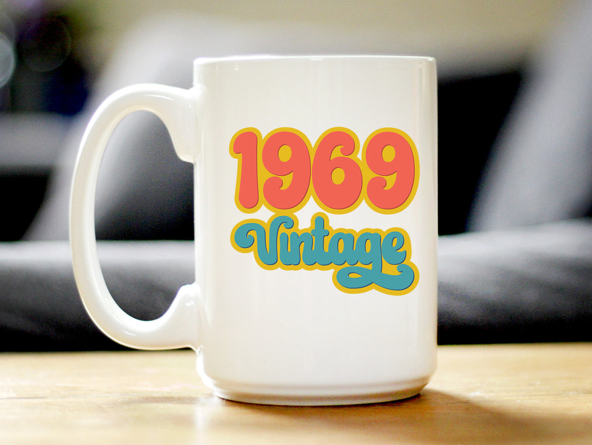 Vintage 1969 - Fun 55th Birthday Coffee Mug Gifts for Men &amp; Women Turning 55 - Retro Coffee Cups