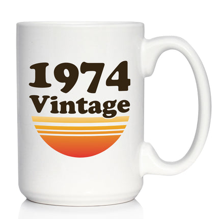 Vintage 1974 - Fun 52nd Birthday Coffee Mug Gifts for Men & Women Turning 52 - Retro Coffee Cups