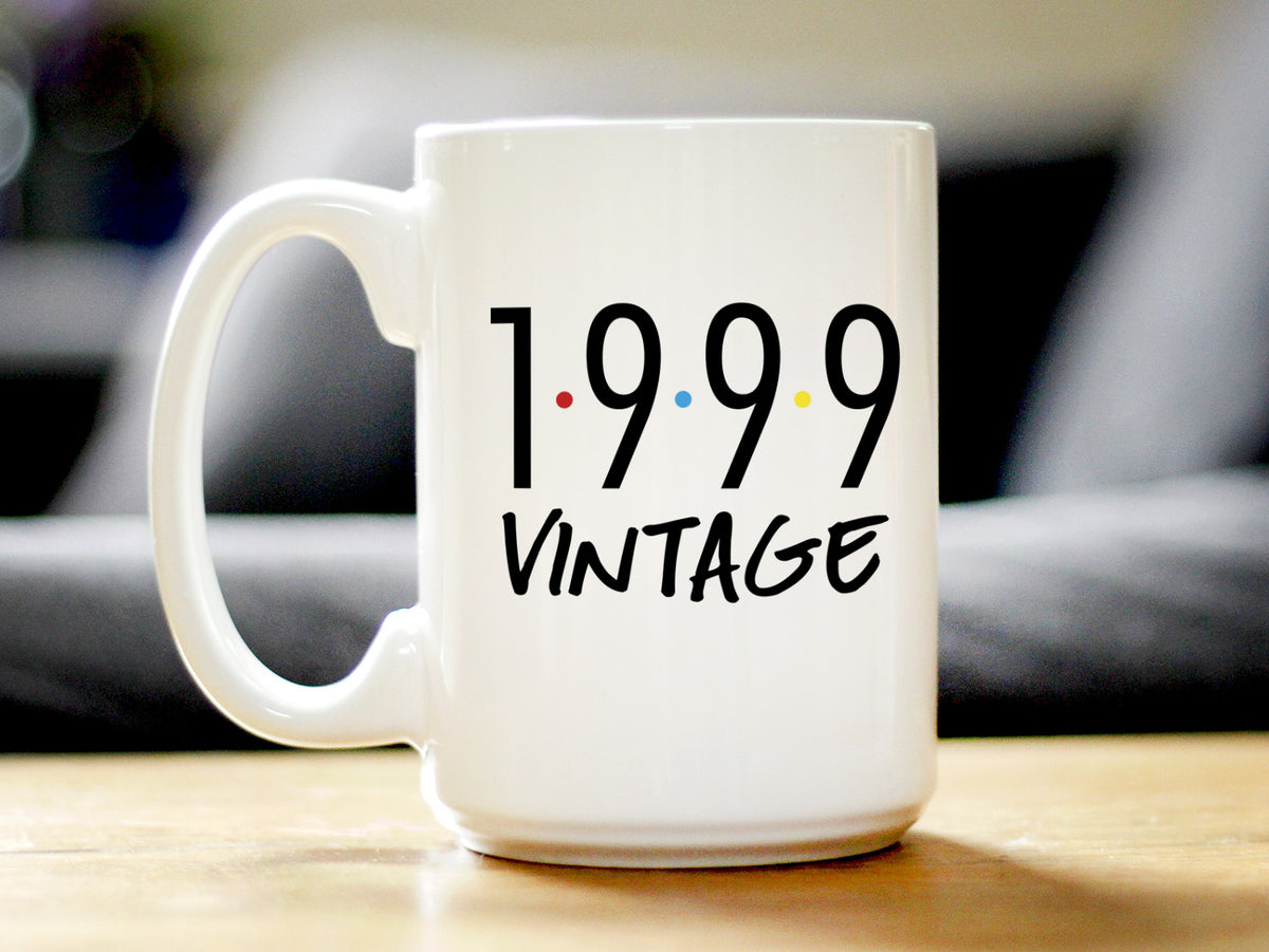 Vintage 1999 - Fun 25th Birthday Coffee Mug Gifts for Men &amp; Women Turning 25 - Retro Coffee Cups