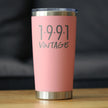 Vintage 1991 - Insulated Coffee Tumbler Cup with Sliding Lid - 20 oz - Funny 35th Birthday Gift for Women or Men Turning 35