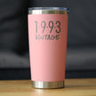 Vintage 1993 - Insulated Coffee Tumbler Cup with Sliding Lid - 20 oz - Funny 33rd Birthday Gift for Women or Men Turning 33