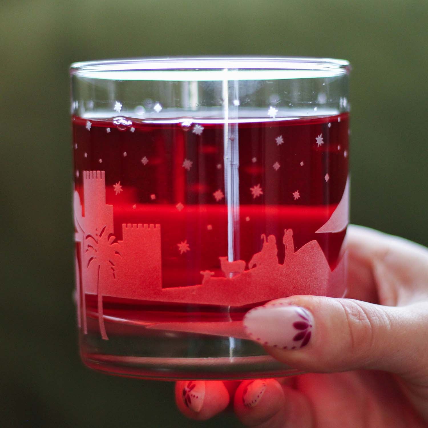 Nativity - Engraved Rocks Glass - Christmas Decor and Christmas Gifts - Weighted Tumbler Glasses - 10.25 oz