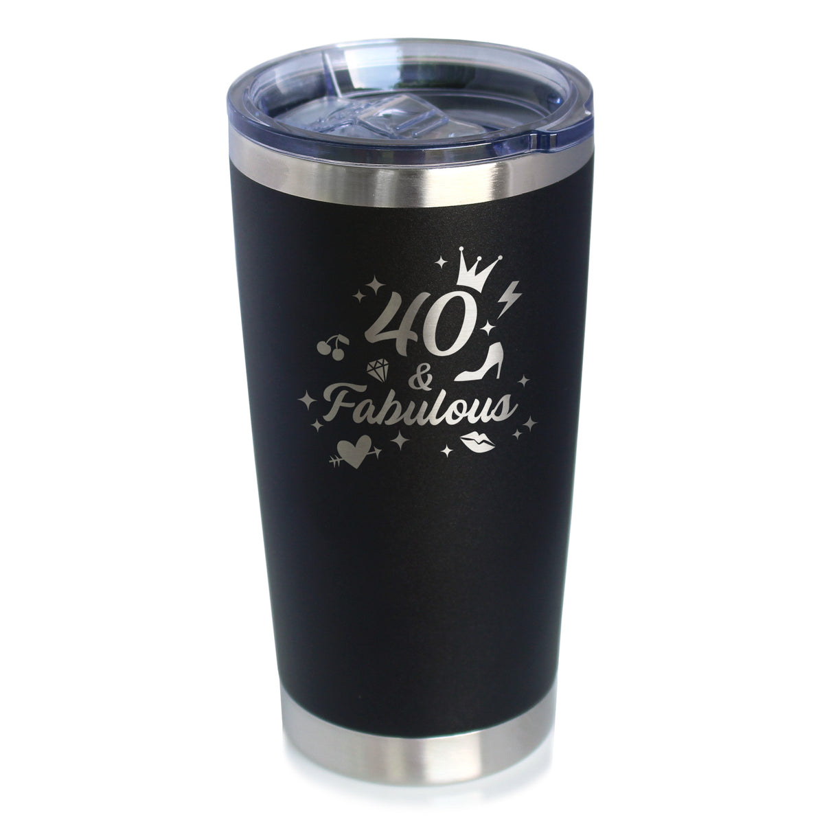 40 And Fabulous - Insulated Coffee Tumbler Cup with Sliding Lid - Stainless Steel Insulated Mug - Funny 40th Birthday Gifts for Women Turning 40