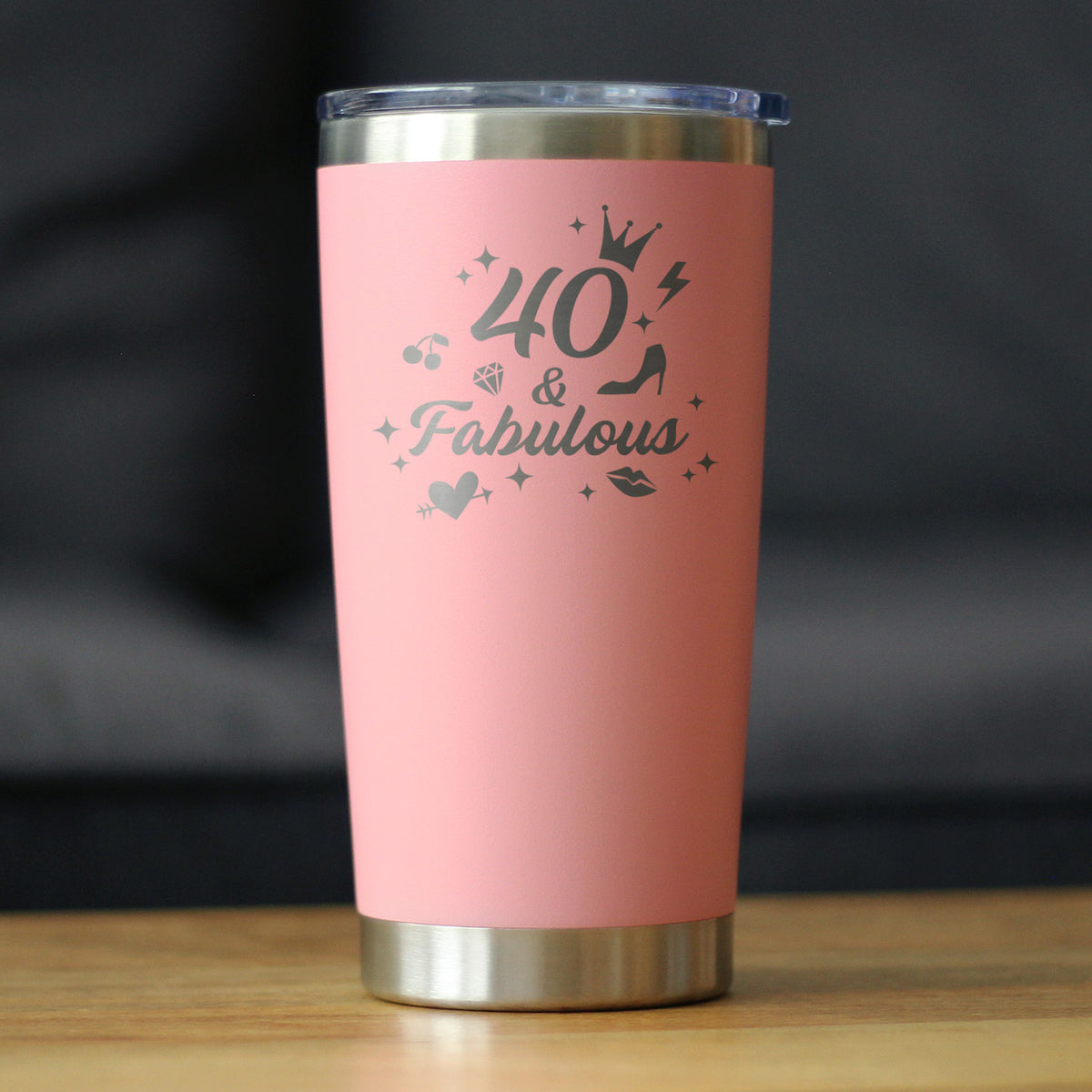 40 And Fabulous - Insulated Coffee Tumbler Cup with Sliding Lid - Stainless Steel Insulated Mug - Funny 40th Birthday Gifts for Women Turning 40