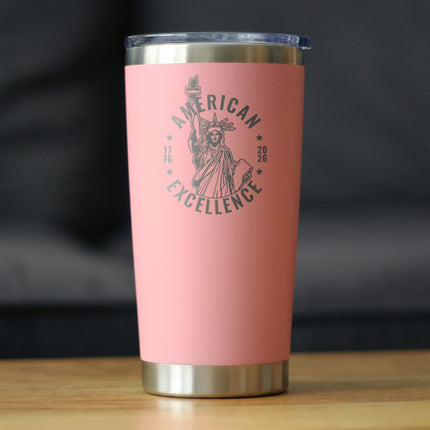 America 250 American Excellence Insulated Coffee Tumbler with Sliding Lid America250 Official for 250th Anniversary of the USA 20oz Stainless Steel Tumbler