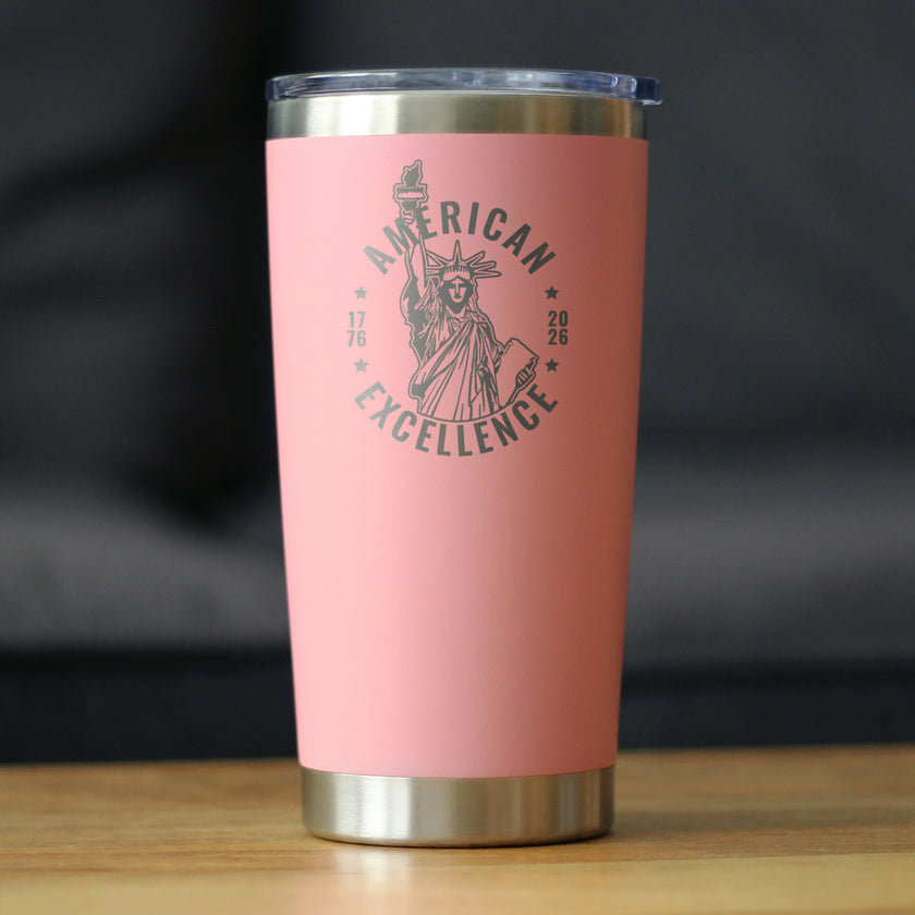 America 250 American Excellence Insulated Coffee Tumbler with Sliding Lid America250 Official for 250th Anniversary of the USA 20oz Stainless Steel Tumbler