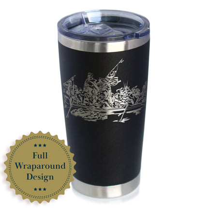 America 250 Washington Crossing the Delaware Insulated Coffee Tumbler with Sliding Lid America250 Official for 250th Anniversary of the USA 20oz Stainless Steel Tumbler