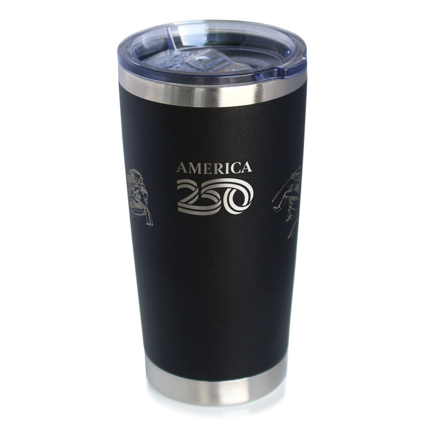 America 250 Washington Crossing the Delaware Insulated Coffee Tumbler with Sliding Lid America250 Official for 250th Anniversary of the USA 20oz Stainless Steel Tumbler