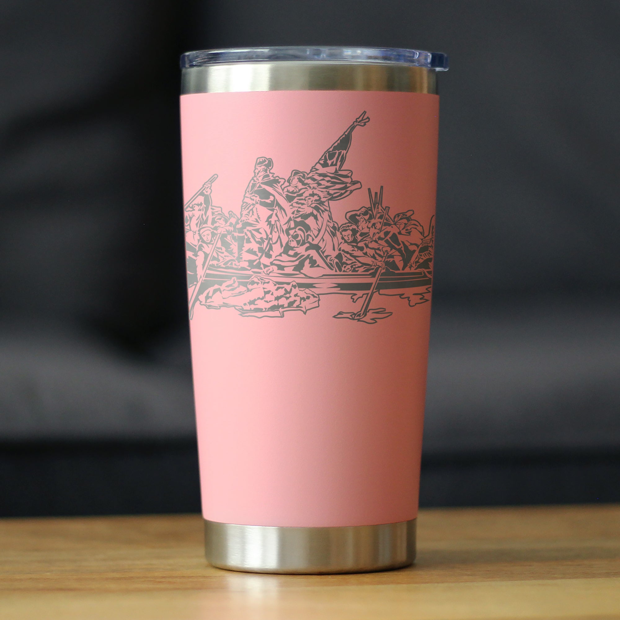 America 250 Washington Crossing the Delaware Insulated Coffee Tumbler with Sliding Lid America250 Official for 250th Anniversary of the USA 20oz Stainless Steel Tumbler