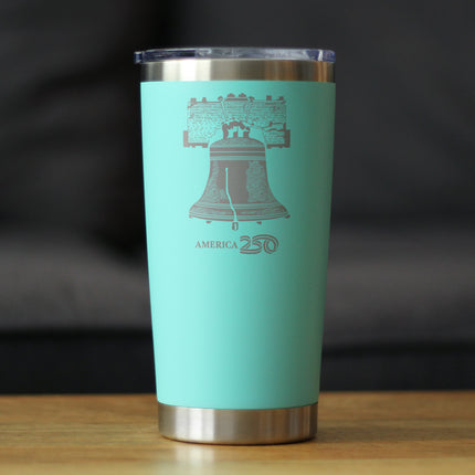 America 250 Liberty Bell Insulated Coffee Tumbler with Sliding Lid America250 Official for 250th Anniversary of the USA 20oz Stainless Steel Tumbler