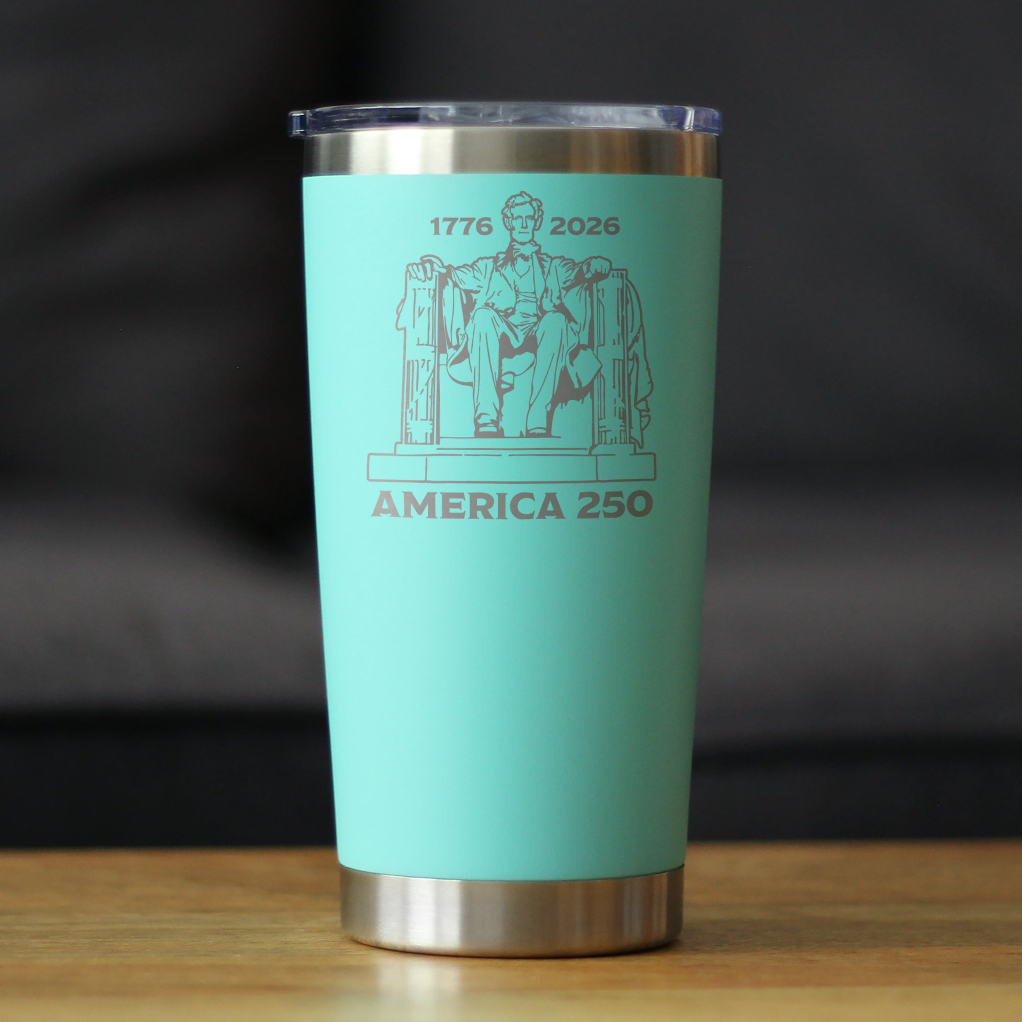 America 250 Lincoln Memorial Insulated Coffee Tumbler with Sliding Lid America250 Official for 250th Anniversary of the USA 20oz Stainless Steel Tumbler