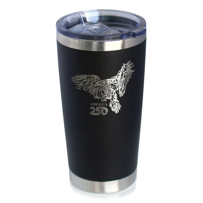 America 250 Bald Eagle Insulated Coffee Tumbler with Sliding Lid America250 Official for 250th Anniversary of the USA 20oz Stainless Steel Tumbler