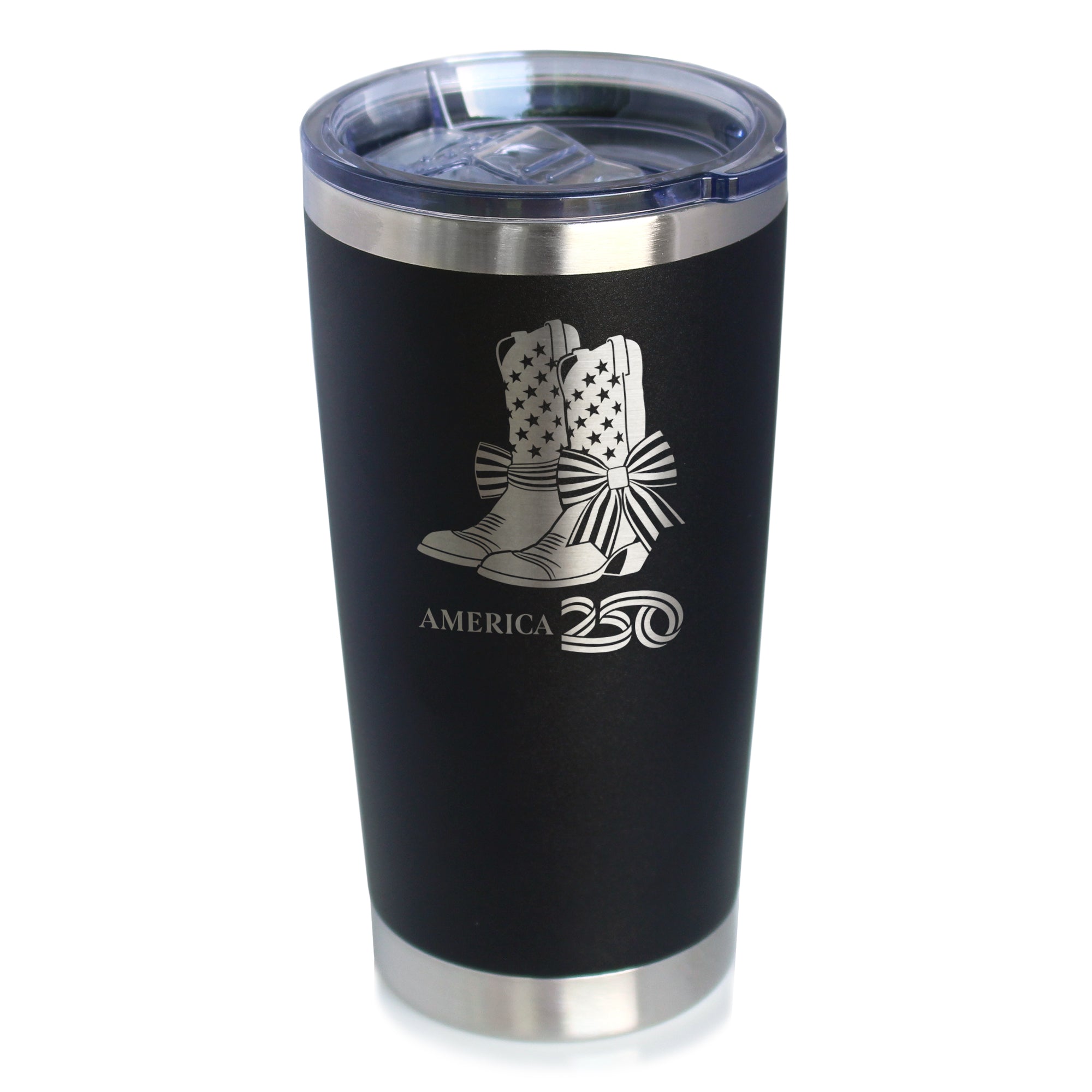 America 250 Cowgirl Boots Insulated Coffee Tumbler with Sliding Lid America250 Official for 250th Anniversary of the USA 20oz Stainless Steel Tumbler