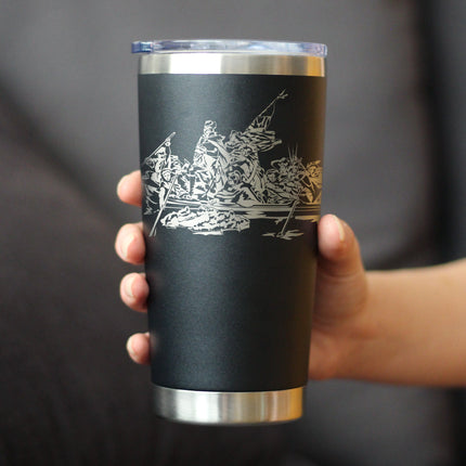 America 250 Washington Crossing the Delaware Insulated Coffee Tumbler with Sliding Lid America250 Official for 250th Anniversary of the USA 20oz Stainless Steel Tumbler