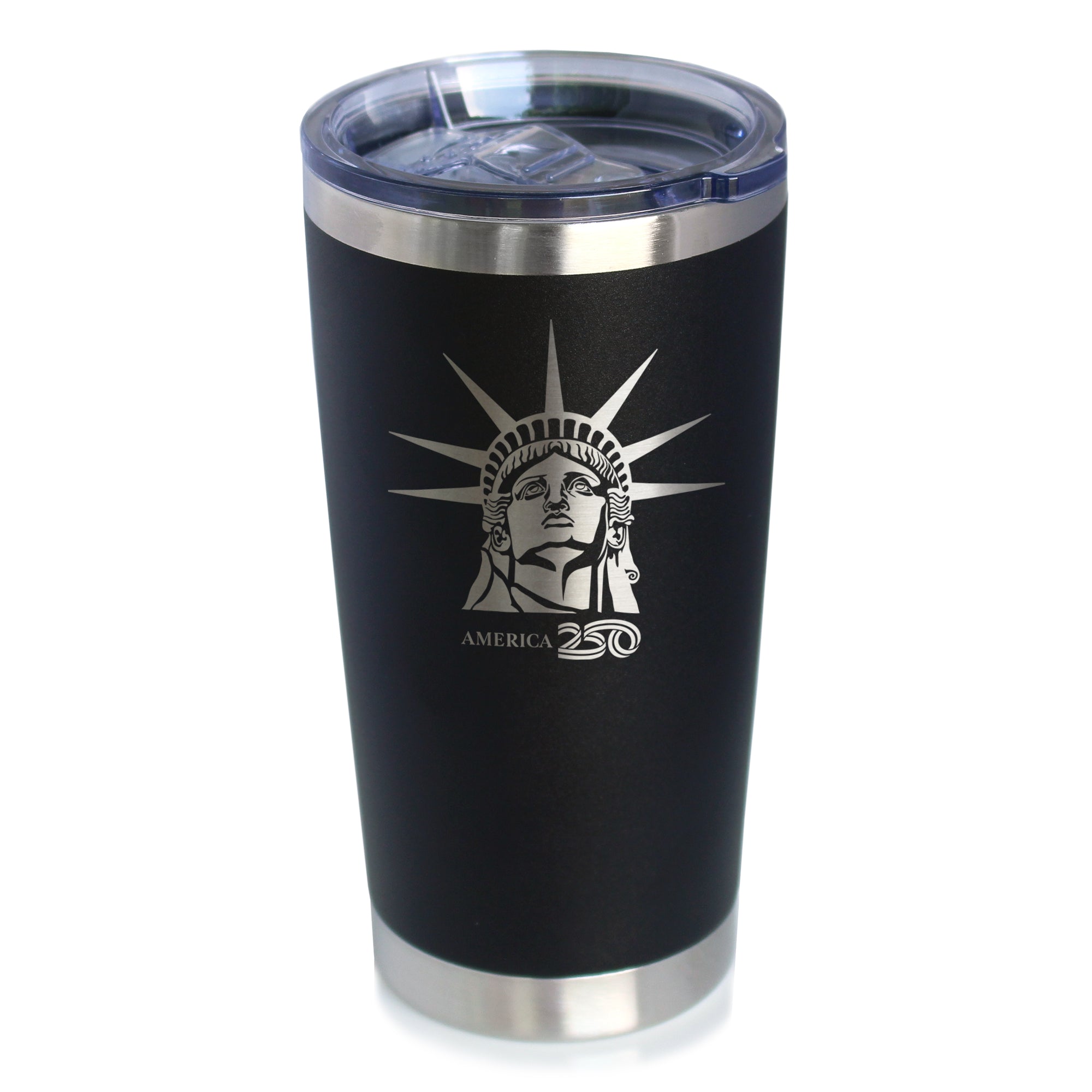 America 250 Statue of Liberty Profile Insulated Coffee Tumbler with Sliding Lid America250 Official for 250th Anniversary of the USA 20oz Stainless Steel Tumbler