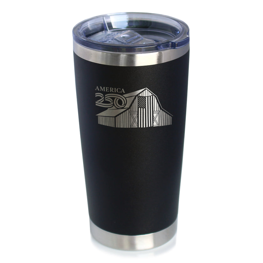 America 250 Homestead Barn Insulated Coffee Tumbler with Sliding Lid America250 Official for 250th Anniversary of the USA 20oz Stainless Steel Tumbler