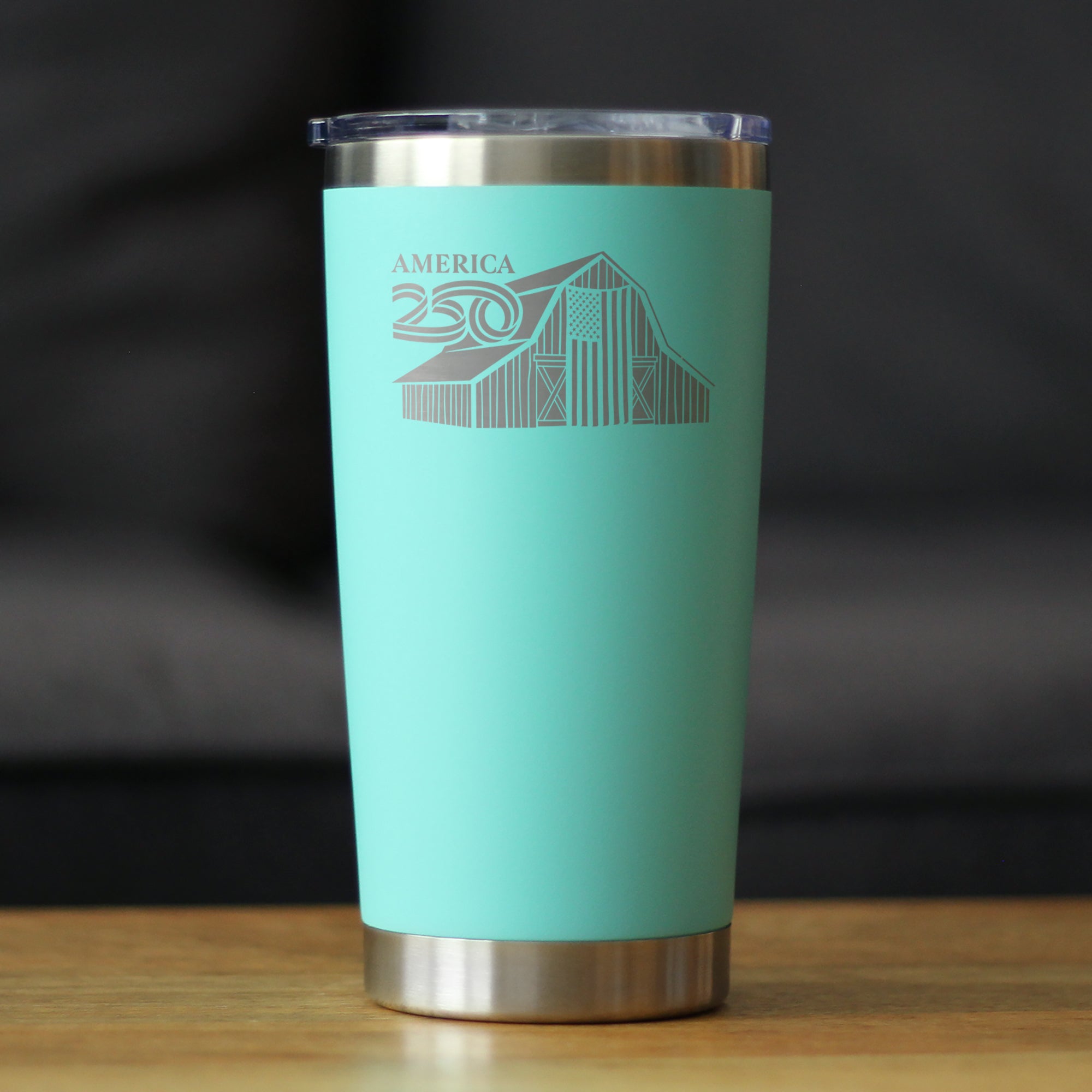 America 250 Homestead Barn Insulated Coffee Tumbler with Sliding Lid America250 Official for 250th Anniversary of the USA 20oz Stainless Steel Tumbler