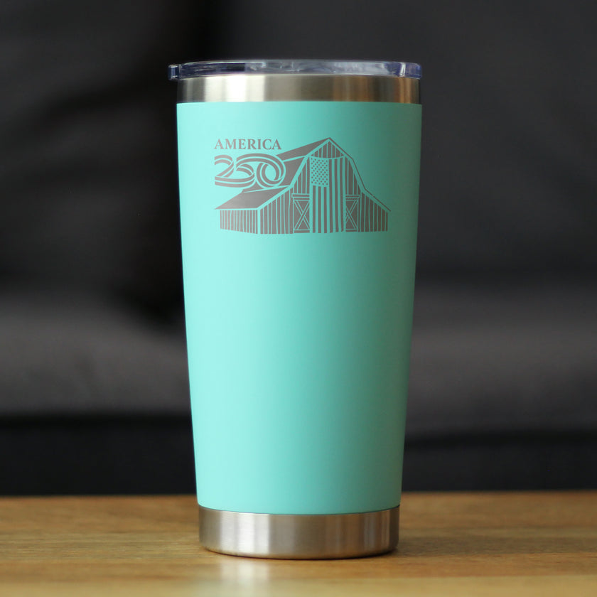 America 250 Homestead Barn Insulated Coffee Tumbler with Sliding Lid America250 Official for 250th Anniversary of the USA 20oz Stainless Steel Tumbler