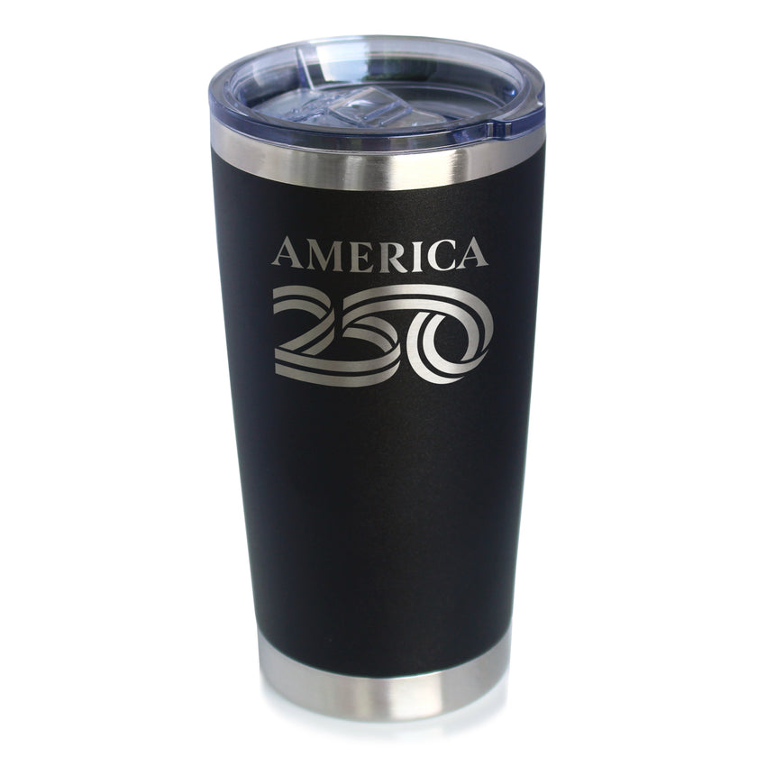 America 250 Logo Insulated Coffee Tumbler with Sliding Lid America250 Official for 250th Anniversary of the USA 20oz Stainless Steel Tumbler