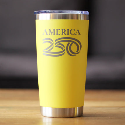 America 250 Logo Insulated Coffee Tumbler with Sliding Lid America250 Official for 250th Anniversary of the USA 20oz Stainless Steel Tumbler