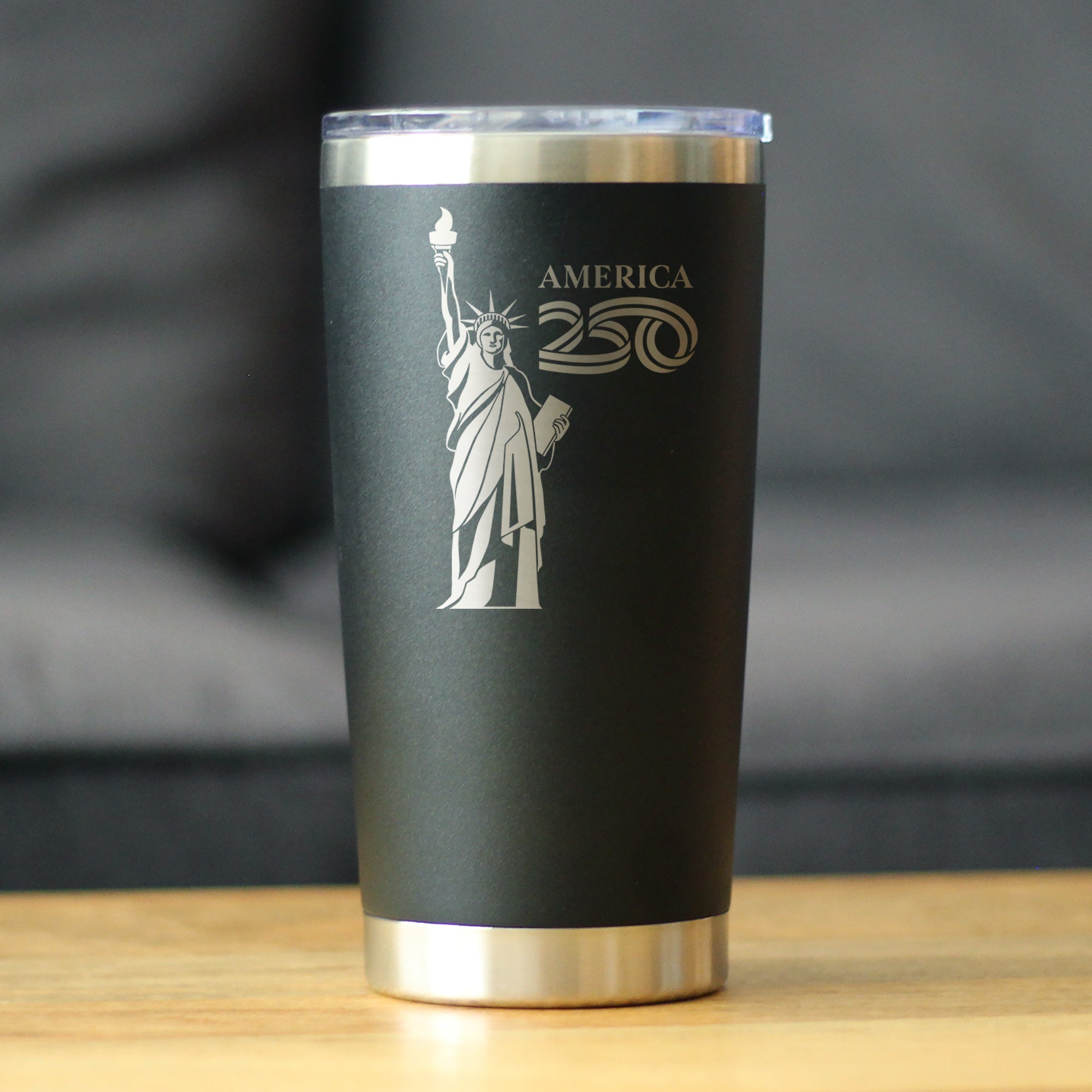 America 250 Statue of Liberty Insulated Coffee Tumbler with Sliding Lid America250 Official for 250th Anniversary of the USA 20oz Stainless Steel Tumbler