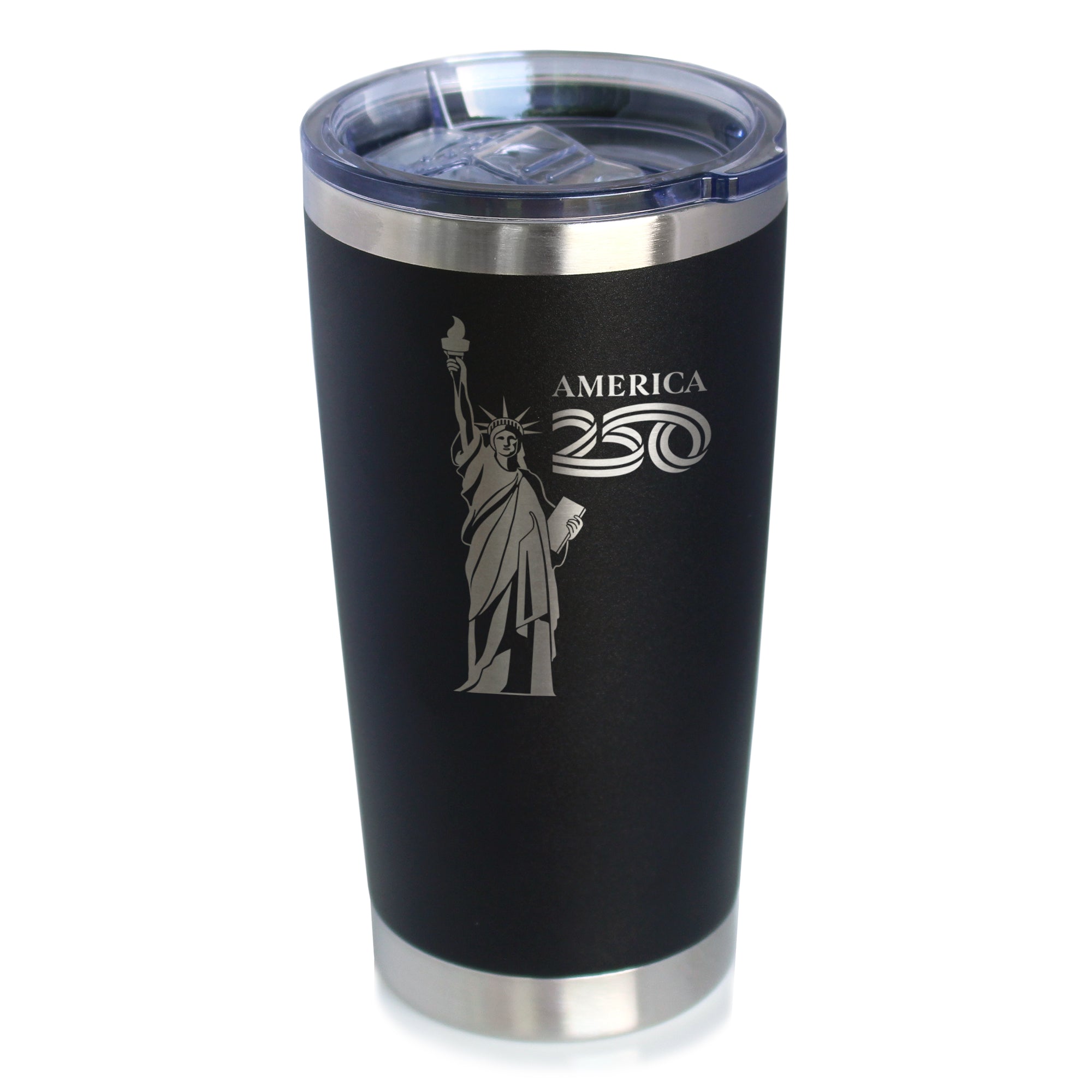 America 250 Statue of Liberty Insulated Coffee Tumbler with Sliding Lid America250 Official for 250th Anniversary of the USA 20oz Stainless Steel Tumbler