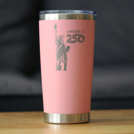 America 250 Statue of Liberty Insulated Coffee Tumbler with Sliding Lid America250 Official for 250th Anniversary of the USA 20oz Stainless Steel Tumbler