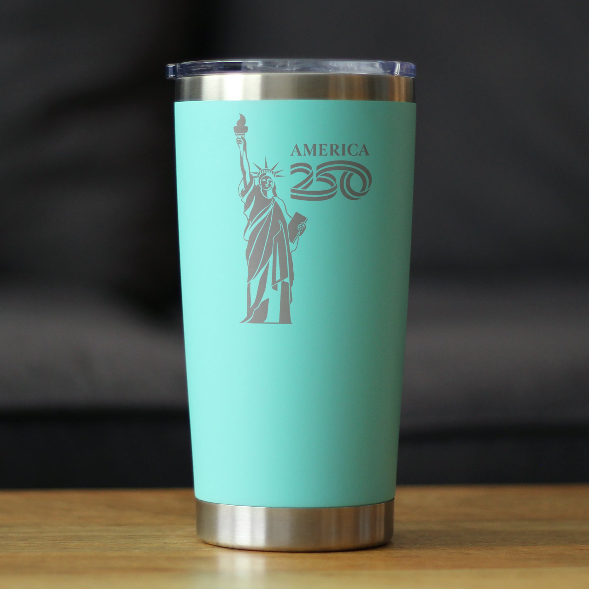 America 250 Statue of Liberty Insulated Coffee Tumbler with Sliding Lid America250 Official for 250th Anniversary of the USA 20oz Stainless Steel Tumbler