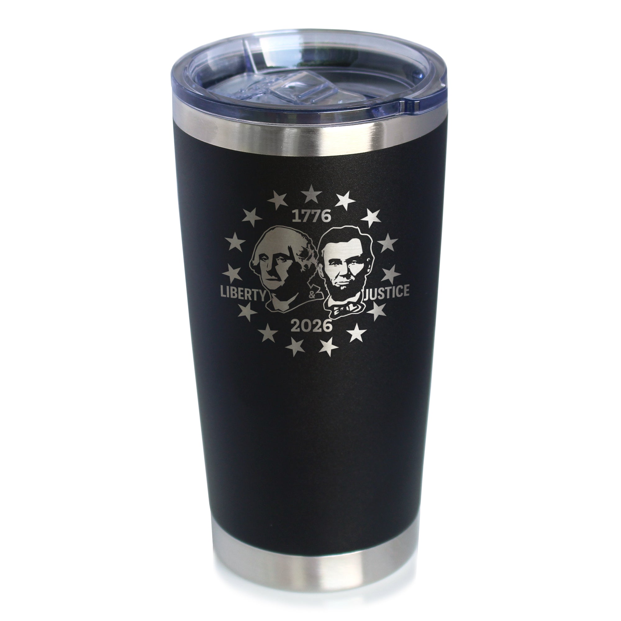 America 250 Washington Lincoln Insulated Coffee Tumbler with Sliding Lid America250 Official for 250th Anniversary of the USA 20oz Stainless Steel Tumbler