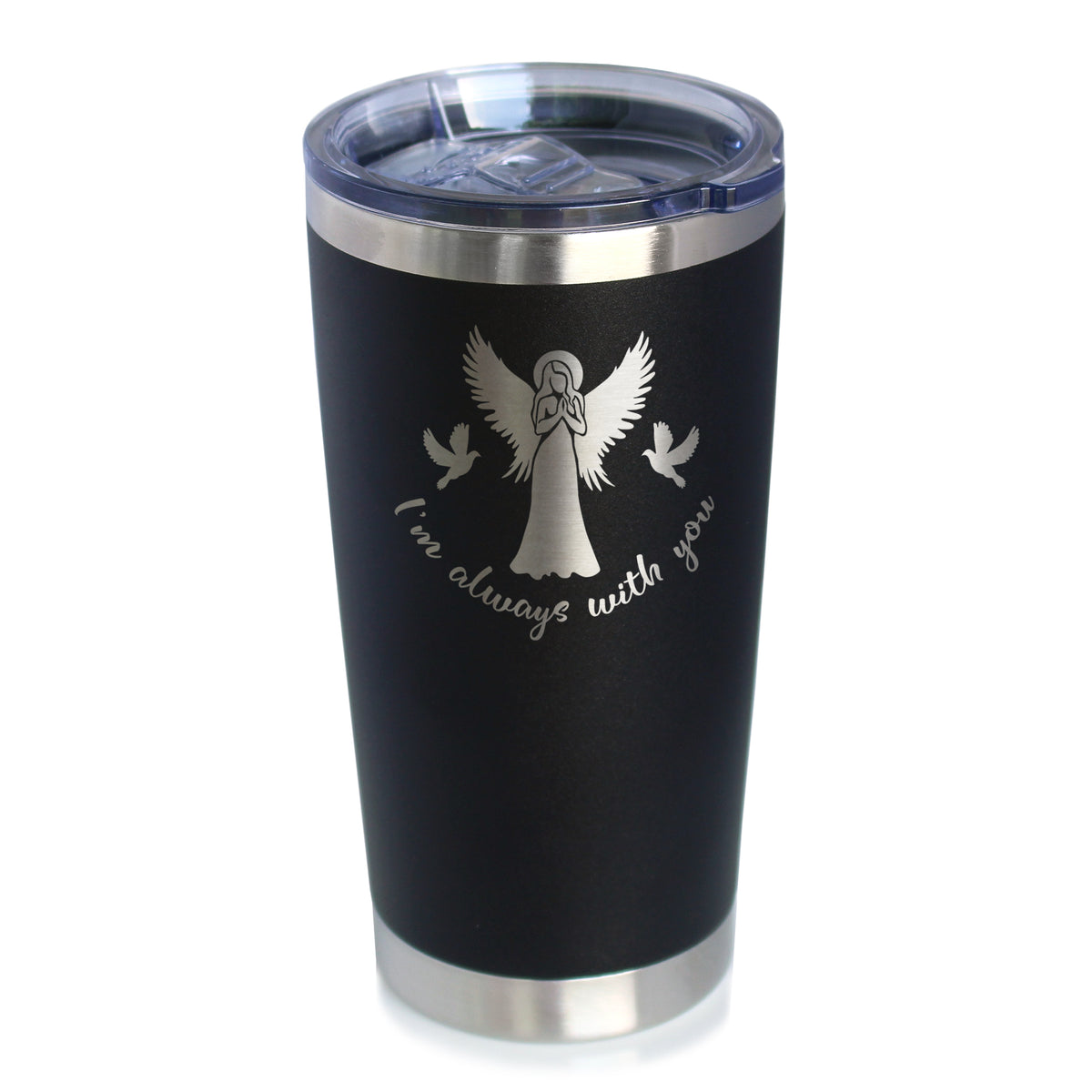 Always With You - Angel - Insulated Coffee Tumbler Cup with Sliding Lid - Stainless Steel Insulated Mug - Sympathy Memorial Gifts for Bereavement Loss