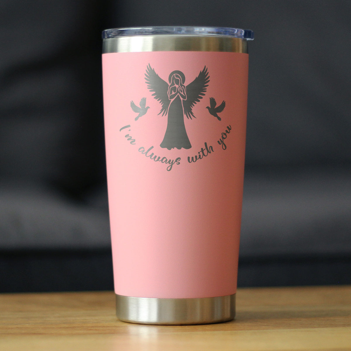 Always With You - Angel - Insulated Coffee Tumbler Cup with Sliding Lid - Stainless Steel Insulated Mug - Sympathy Memorial Gifts for Bereavement Loss