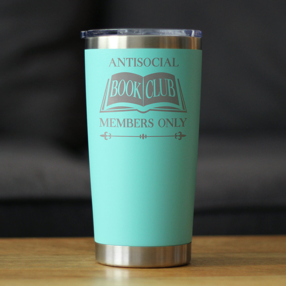 Antisocial Book Club Insulated Coffee Tumbler with Sliding Lid Gifts for Exclusive Book Clubs 20oz Stainless Steel Tumbler