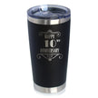 Happy 10th Anniversary Gifts Insulated Coffee Tumbler with Sliding Lid 10 Year Anniversary Art Deco Party Decor 20oz Stainless Steel Tumbler