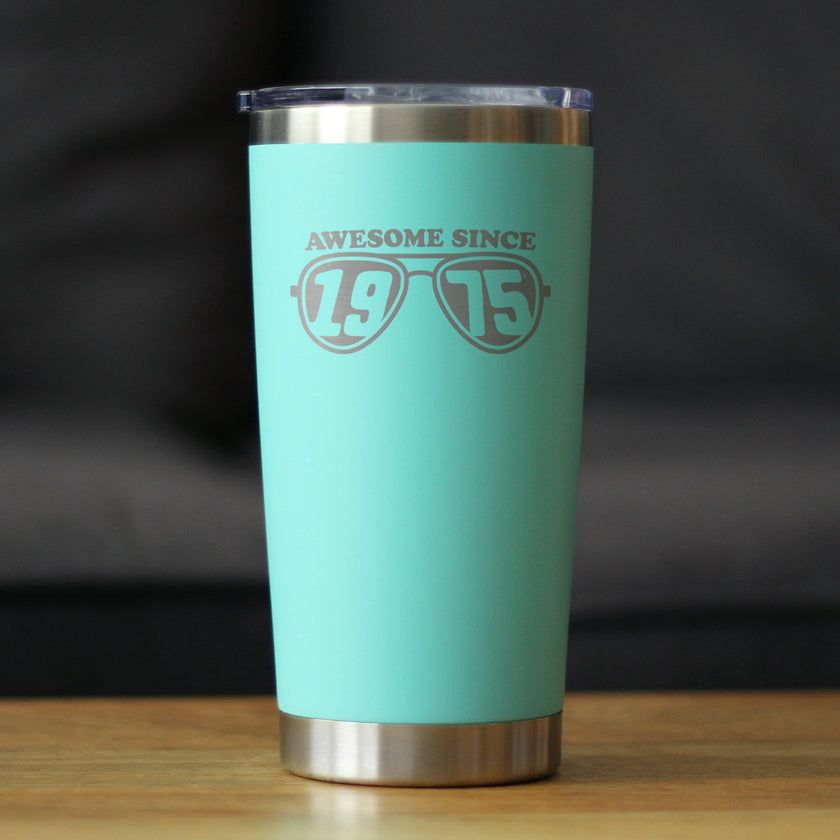 Awesome Since 1975 Insulated Coffee Tumbler with Sliding Lid 50th Birthday Gift Ideas 20oz Stainless Steel Tumbler