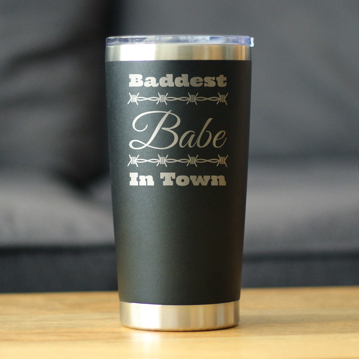 Baddest Babe in Town Insulated Coffee Tumbler with Sliding Lid Gifts for Women with Attitude 20oz Stainless Steel Tumbler