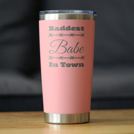 Baddest Babe in Town Insulated Coffee Tumbler with Sliding Lid Gifts for Women with Attitude 20oz Stainless Steel Tumbler