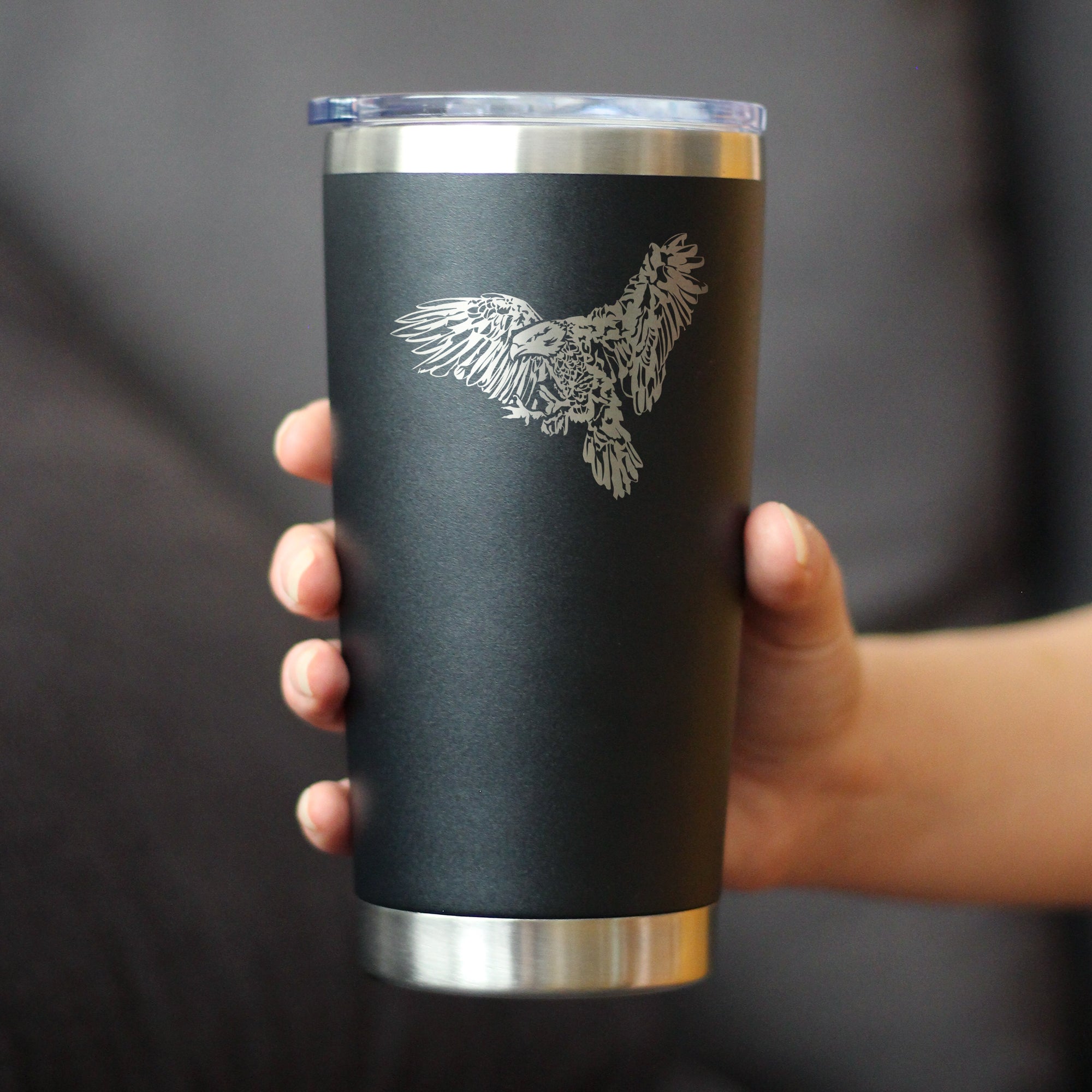 Bald Eagle Insulated Coffee Tumbler with Sliding Lid Patriotic American Decorations and Gifts 20oz Stainless Steel Tumbler