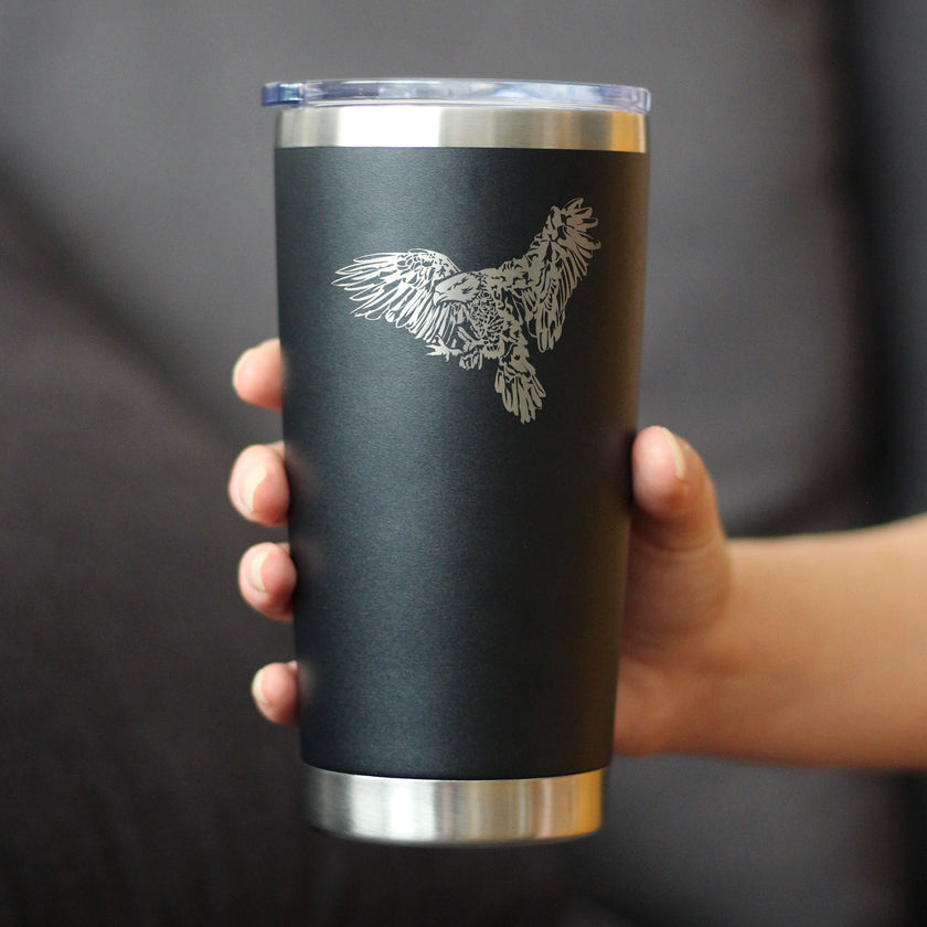 Bald Eagle Insulated Coffee Tumbler with Sliding Lid Patriotic American Decorations and Gifts 20oz Stainless Steel Tumbler