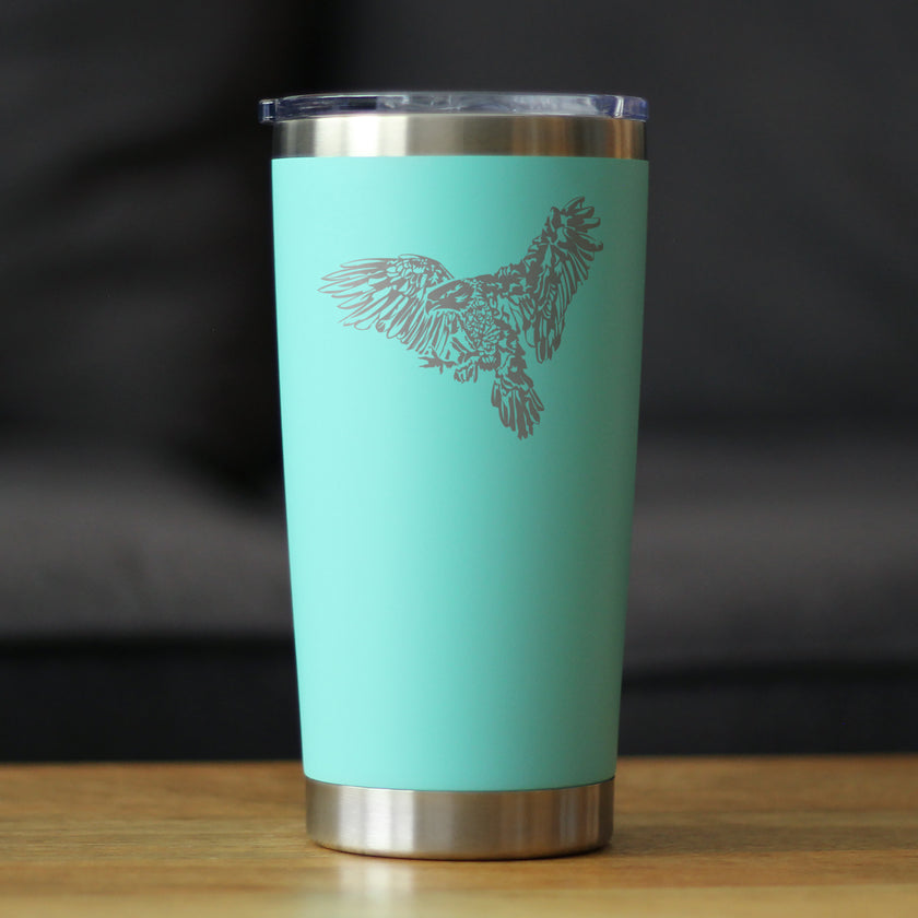 Bald Eagle Insulated Coffee Tumbler with Sliding Lid Patriotic American Decorations and Gifts 20oz Stainless Steel Tumbler