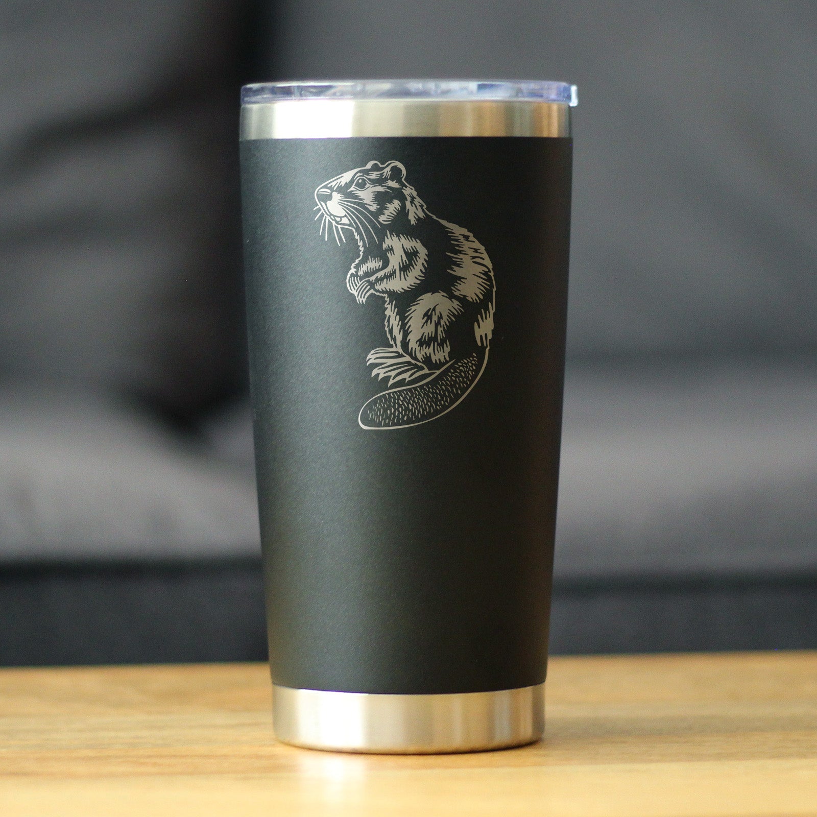 Beaver - Insulated Coffee Tumbler with Sliding Lid - Beaver Gifts and Rustic Cabin Home Decor - 20oz Stainless Steel Tumbler