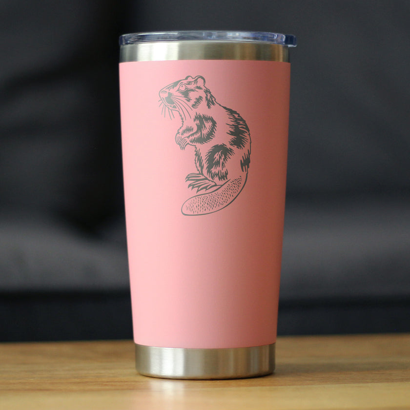 Beaver - Insulated Coffee Tumbler with Sliding Lid - Beaver Gifts and Rustic Cabin Home Decor - 20oz Stainless Steel Tumbler