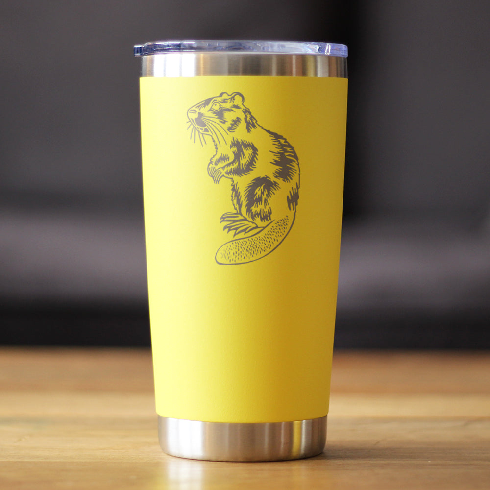 Beaver - Insulated Coffee Tumbler with Sliding Lid - Beaver Gifts and Rustic Cabin Home Decor - 20oz Stainless Steel Tumbler