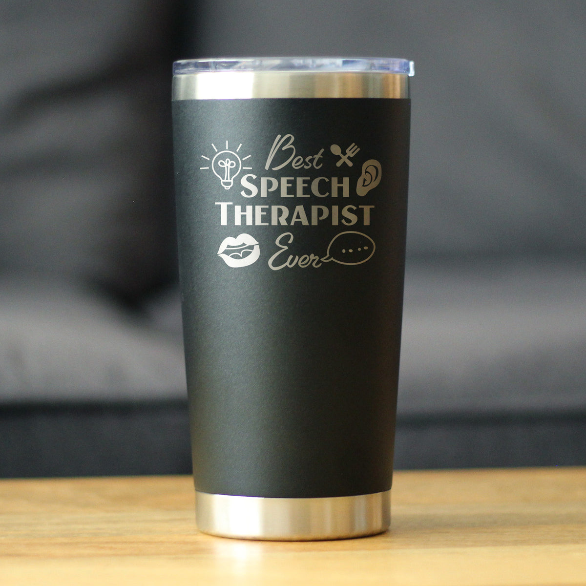 Best Speech Therapist - Insulated Coffee Tumbler Cup with Sliding Lid - Stainless Steel Insulated Mug - Speech Pathologist Gifts