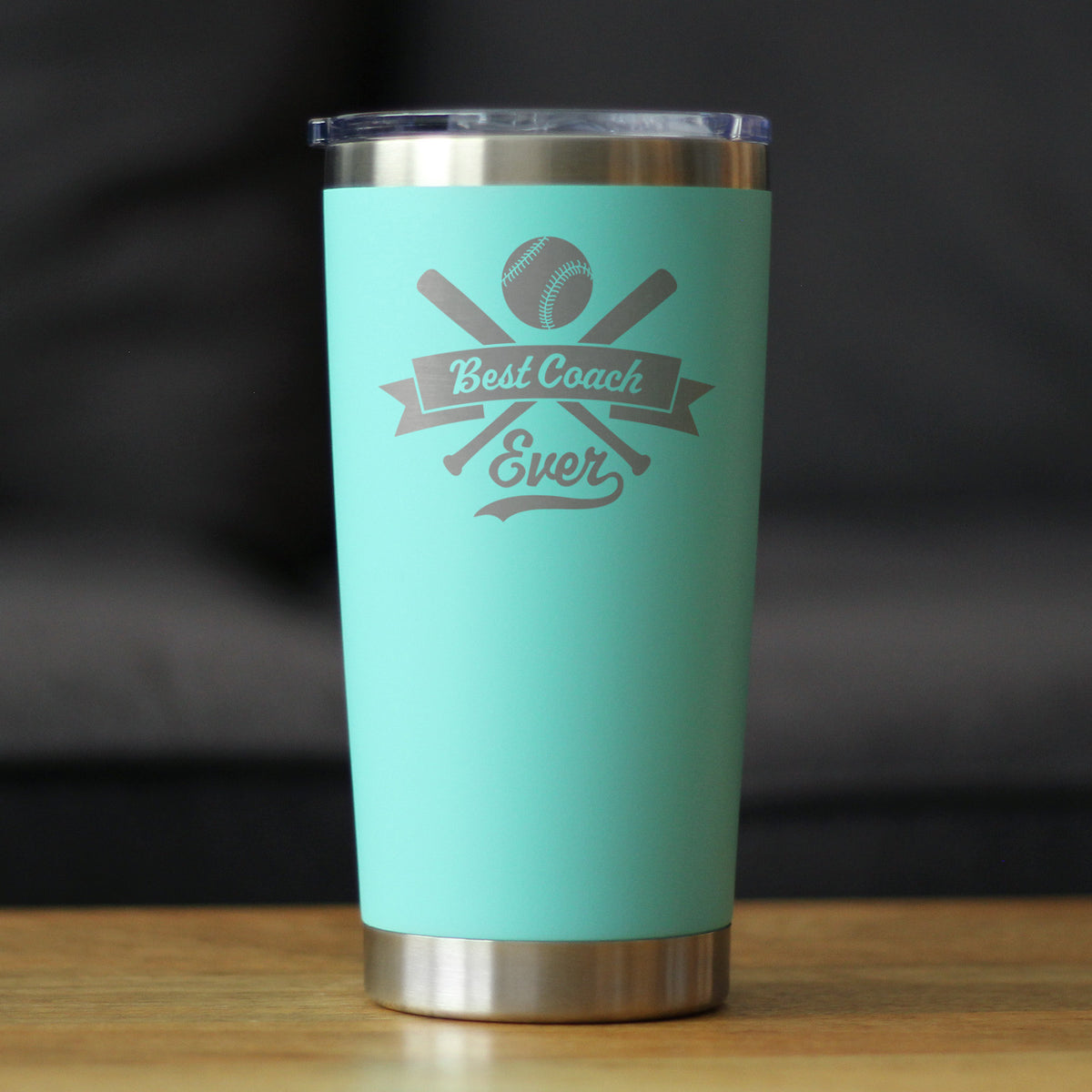 Baseball Gifts for Coaches Insulated Coffee Tumbler with Sliding Lid Best Coach Ever 20oz Stainless Steel Tumbler