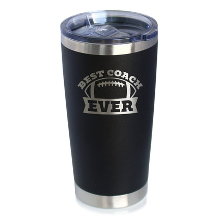 Coach Gifts for Football Coaches Insulated Coffee Tumbler with Sliding Lid Best Coach Ever 20oz Stainless Steel Tumbler