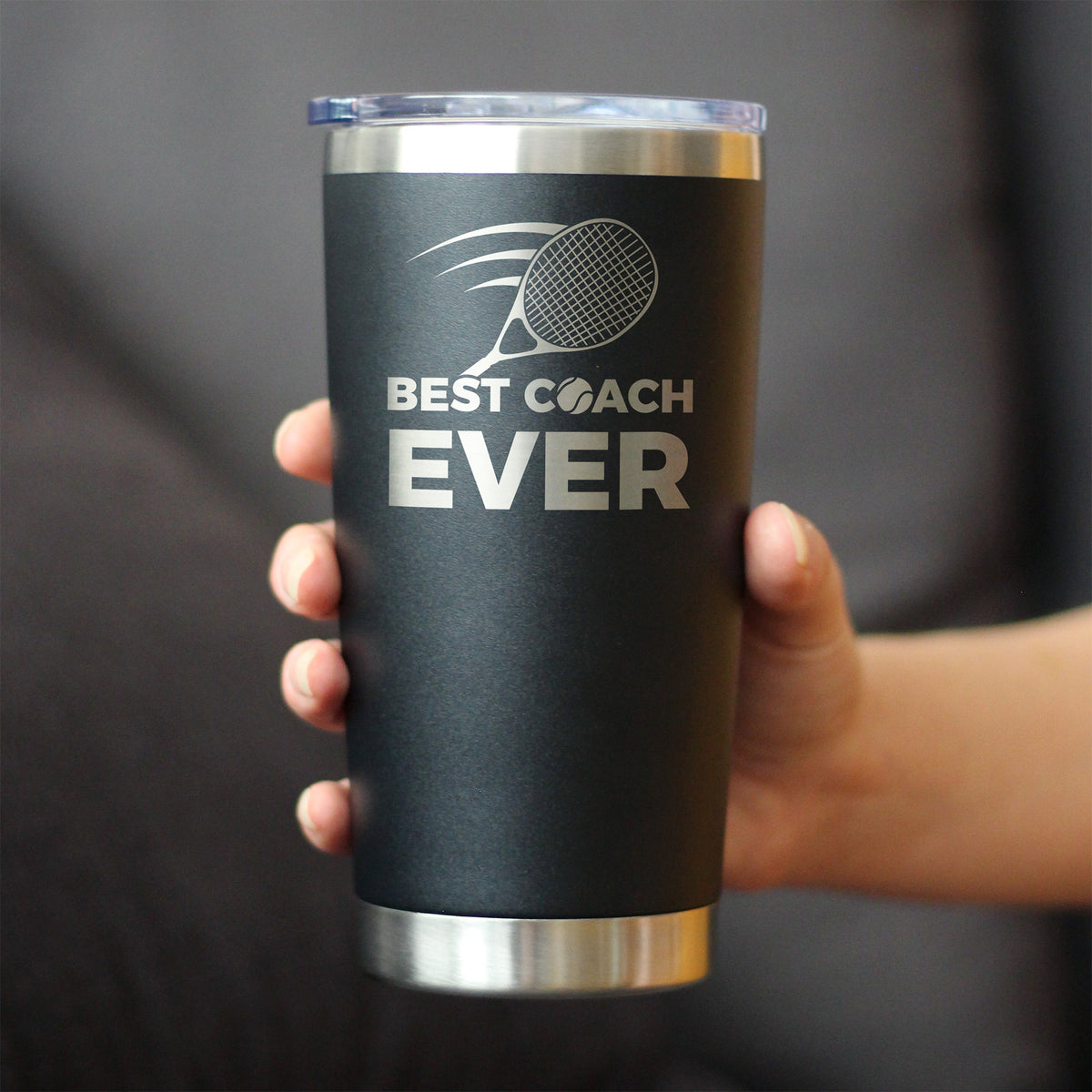 Tennis Coach Gifts for Coaches Insulated Coffee Tumbler with Sliding Lid Best Coach Ever 20oz Stainless Steel Tumbler