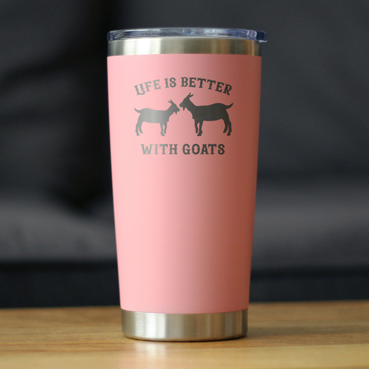 Life is Better With Goats - Insulated Coffee Tumbler Cup with Sliding Lid - Stainless Steel Insulated Mug - Funny Goat Themed Gift for Women and Men